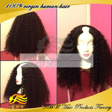 New Arrival Grade 6A Virgin Mongolian Hair Kinky Curly U Part Wig With Lace